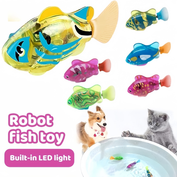 Electric Swimming Robot Fish Cat Interactive Water Toy with Light
