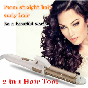 Styling Curling Iron Hair Wave Wand 2 In 1 Dry Wet Ceramic Straightening Curling Tongs Home Dual-Purpose Hair Curlers Handle Comfort Salon