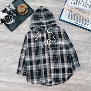 (18kg-50kg) Áo sơ mi chống nắng kẻ thô bé trai bé gái áo chống tia uv có mũ form rộng áo khoác ngoài cho bé áo cho bé