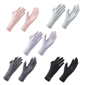 2pcs Womens Full Finger Gloves Motorcycle Cycling Gloves Solid Color Gloves for Driving and Cycling