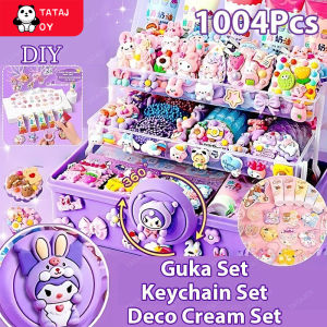 1004pcs DIY Guka Set gantungan kunci DIY Deco Cream Set Guka Gooka Mainan anak-anak Mainan DIY kreasi gratis DIY stiker Lem Krim Model Kreatif Merangsang