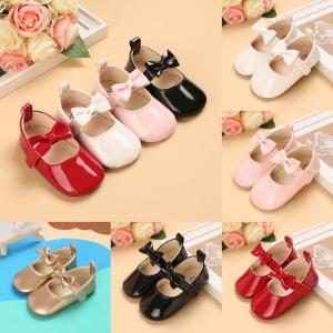 Womens baby shoes Baby shoes Newborn crib bow dance soft sole PU leather toddler shoes First Walker