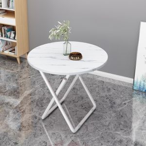 【Daily Suki Store】Portable Foldable Round Table - Marble Design Multi-Function Desk for Home Office & Dining | Lightweight & Space-Saving for Outdoor Camping (Easy Setup)