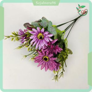 Bunga Aster Holland Cabang 7 Daisy Flower Artificial Bunga Buket Flower for Hand Bucket Imitasi kain untuk Hiasan Kamar Cafe dekorasi Rumah dan Wedding atau Dekorasi Pelaminan Import artificial palsu kain premium termurah
