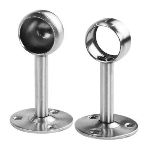 1/2 Pcs Stainless Steel Curtain Center Post Curtain Rod Base Top Mounted 25mm 1" with Screws