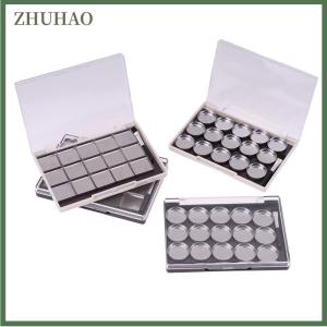 ZHUHAO 1PC từ mỹ phẩm Palette DIY hộp trang điểm với 15 lưới sắt tấm và bàn chải