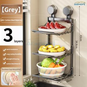 [SG Seller]Foldable Kitchen Prep Rack Suction Cup Prep Rack Multi-layer No-drill Prep Tool Wall-mounted Storage Rack