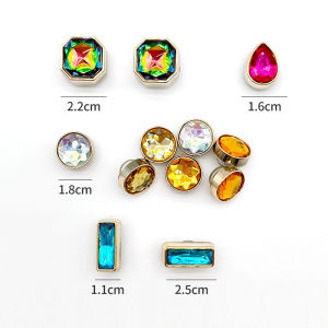 12Pcs/Set Detachable Shoes Charms Colored Crystal Diamond Shoe Flower Shoe Buckle Decoration for Hole Rubber Clogs