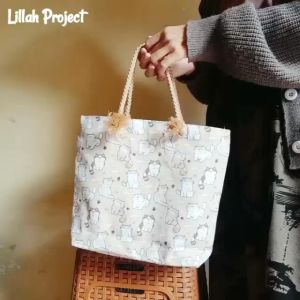 TAS WANITA / TAS MUKENA WANITA / TOTE BAG KANVAS WANITA / Tote Bag Mini Tali Sumbu Multifungsi | Tas Bekal | Tas Mukenah