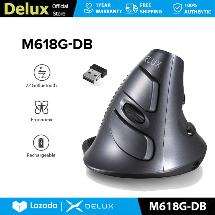 Delux M618G DB 2.4GHZ Bluetooth Dual Optical Wireless Model Ergonomics ...