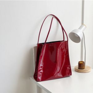 Yogodlns Luxury Patent Leather Tote Bag Large Capacity Top-handle Bag Shopping Shoulder Bag