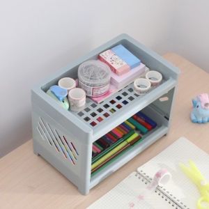 Double-layer Desktop Storage Rack Bedroom Dormitory Small Hollow Stationery Organizer Cosmetic Jewelry Bathroom Rack