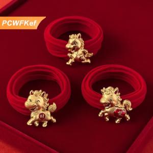 【PCWFKef】 Phim Hoạt Hình Sáng Tạo Ngựa tóc Hoop linh vật Red Pony tóc Tie 2026 năm mới Headband mũ nón năm mới Mũ sắt ảnh Prop