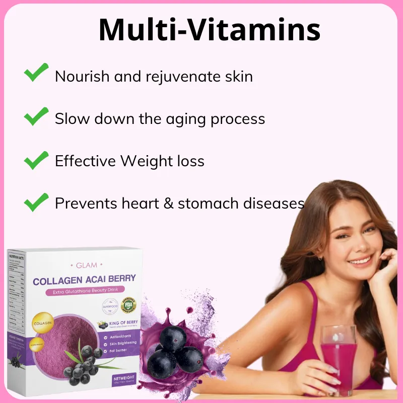 GLAM Collagen Acai Berry Extra Glutathione Beauty Anti Aging Drink