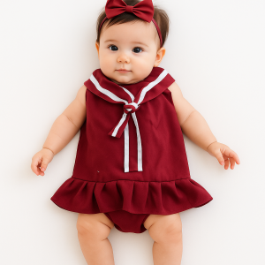 Baju Bayi Perempuan Dress Sailor Collar Lucu & Cantik – Pakaian Bayi Perempuan Fashionable