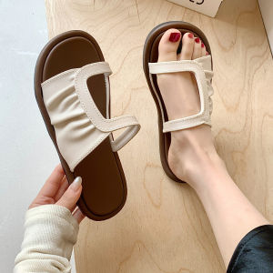 [Free Shipping] Womens Summer New Fashion Versatile Square Buckle Slide Sandals for Home Non-Slip Outdoor Beach Shoes