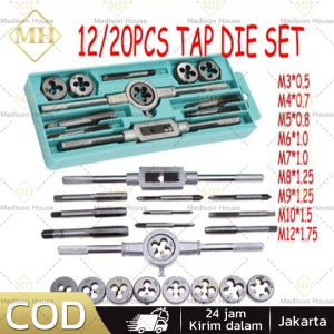 Usefultools 12/20 pcs Tap Die Set Alat Snai dan Tap Ulir Baut Senai Die Senei M3-12 Hand Die Tap