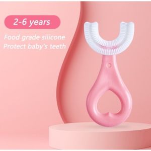 U Shaped Toothbrush for Kids Children Toothbrush 2-6Y Baby Toothbrush U Shape Toothbrush Mousse Foam Toothpaste Cup Set