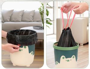 [SG SELLER] 75Pcs Thickened Portable Drawstring Garbage Bags Trash Bags Rubbish Bags Bin Liners Dustbin Bags Disposable Easy Use BBQ Outdoor Camping