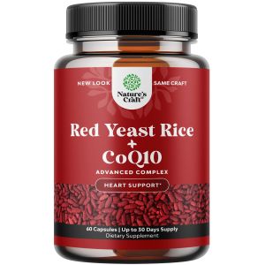 Red Yeast Rice with CoQ10 Supplement - Extra Strength Red Yeast Rice 1200 mg. CoQ10 100 mg Capsule Per Serving - Heart Health Supplement