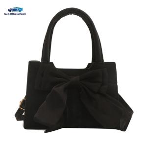 Ueb Official Mall ✪ Women PU Bow Handbag Fashion Shoulder Bag Large Capacity Stylish Messenger Bag Solid Color Square Tote Bag for Outdoor Travel