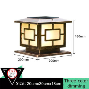 Warmtaste Brown/Black 15CM/20CM/25CM LED Solar Post Light Outdoor Lamp Warm White Lighting with Lithium Battery Bronze Black Waterproof Lamp for Garden Fence Deck