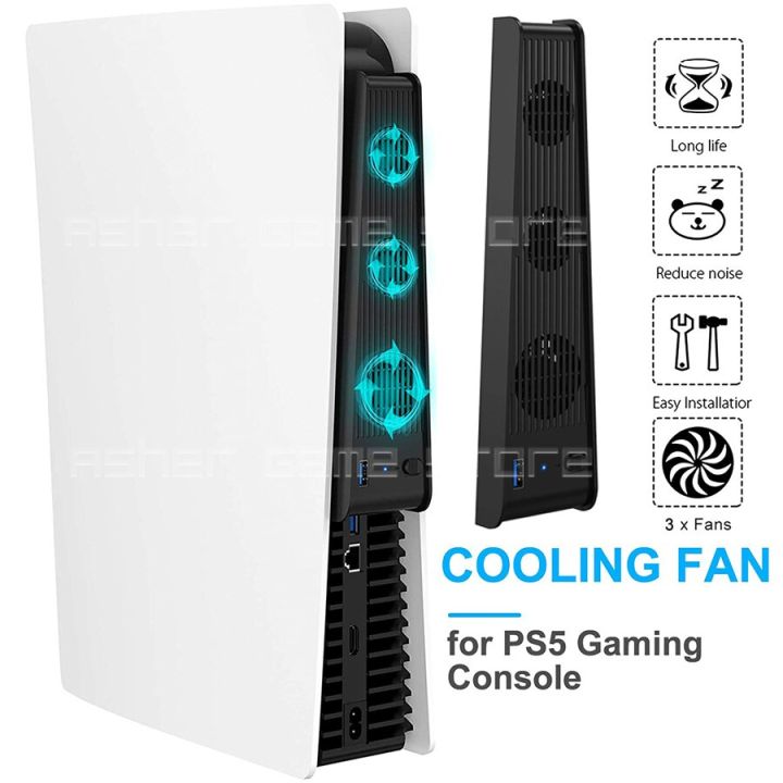 PS5 Cooling Fan External USB Cooler 3 Temperature Control Fans for Sony ...
