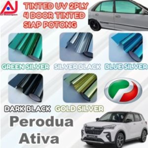 Perodua Ativa 4 Door Tinted UV 2Ply Siap Potong Tinted Kereta Dark Black/Silver Black/Gold/Green/Blue
