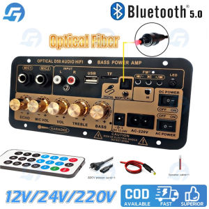 12V/24V 220V Digital Bluetooth Stereo D50 Amplifier Board Subwoofer Fiber Input ual Microphone Karaoke USB Audio Car stereo