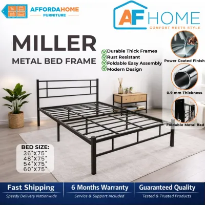AF Home Miller Metal Bed Frame | Modern Minimalist Sturdy & Space-Saving