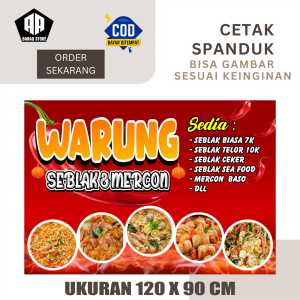 Cetak Spanduk Banner WARUNG SEBLAK MERCON Costom Desain
