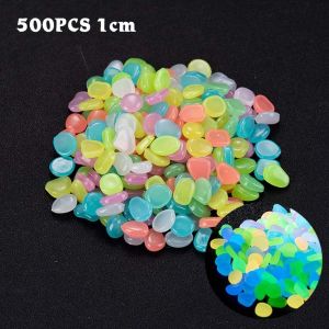Glow In The Dark Pebbles 500 Pcs Multicolor Resin Luminous Stones Aquarium Gravel Garden