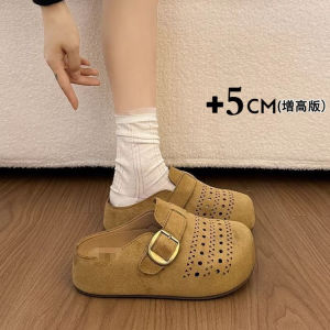 Free Shipping Thick-Soled Height-Increasing Closed-Toe Slippers For Women Summer Outdoor Wear 2026 New Style Slip-On Casual Hollow-Out Sandals