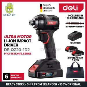 DELI Li-ion Impact Driver Cordless DE-QZ20-1D2 Ultra Motor Battery Mesin Pemutar Skru Impak Tanpa Wayar Portable Professional Series Power Tools Ready Stock Malaysia [ichiban DIY]