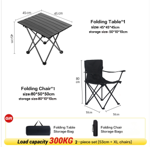 【COD】(Black 5-piece set) Set Folding table and chair Camping Chair Bench/picnic Seat Outdoor Portable Table