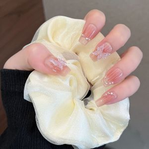 Má hồng hồng mắt mèo gradient mặc bột trong suốt tính khí miếng dán móng tay miếng dán móng tay thành phẩm có thể tháo rời nghệ thuật làm móng phong cách mong muốn thuần túy