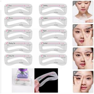10Pc/set Card Eyebrow Stencil Grooming Shaper Template Eyebrow Beauty Tools Stickers Women Eyebrow