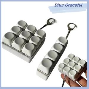 Ditur Keychain With Keyboard To Relieve Stress 4 9 Button Toy Relaxing And Quiet Mechanical Keyboard Easy To Remove Readjust