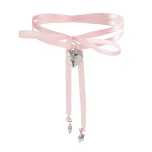 Fashion Ribbon Choker Necklace for Women Heart Star Pendant Necklaces Pink/Black Rope Aesthetic Accessory