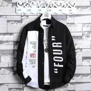 KIYOO- KEMEJA PRIA LENGAN PANJANG ML XL CASUAL MOTIF FOUR TERBARU
