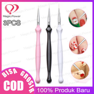 3 PCS UV Gel Liner Brush Set Kuas Lukis Liner Seni Kuku Garis Prancis 7mm 9mm 11mm Lukisan Pena Alat Nail Art