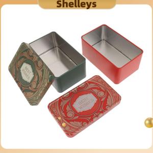 [Shelleys] 1 cái hình chữ nhật tinplate có thể Kẹo hộp lưu trữ Quà tặng hộp bánh quy có thể kim loại có thể lưu trữ nhà hộp Xmas kẹo lon trẻ em Quà tặng