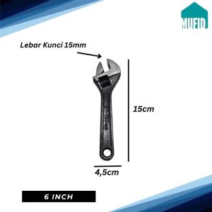 Kunci Inggris Adjustable Wrench Ukuran 6" 8" 10" Inch