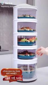 Lồng Bàn 5 Tầng Giữ Nhiệt Chống Bụi Bẩn Côn Trùng Thế Hệ Mới 2022 dễ dàng tháo lắp lau chùi