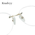 Krasivyy Rimless Glasses Frame Women Pure Titanium Myopia Optical Prescription Eyeglasses Men 2021 New Vintage Round Eyewear. 