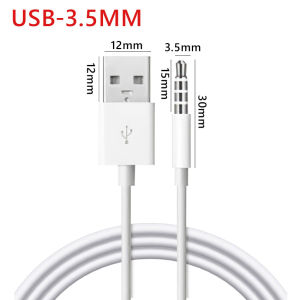 1M 2.5/3.5mm AUX Audio Plug Jack To USB 2.0 Male Charge Cord Adapter Cable