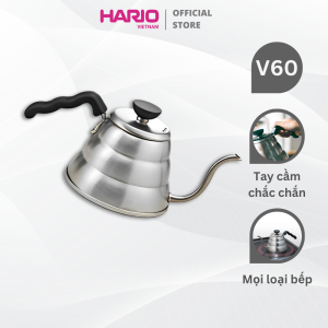 Ấm cổ ngỗng pha cà phê Hario V60 Drip Kettle "Buono" 1L VKBR-100-HSV (dùng được cho bếp từ)