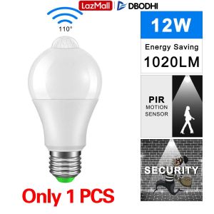 【Buy 1 Take 1】Motion Sensor Light Bulb 12W LED Light Bulb E27 Screw Port Sound and Light Control Radar Infrared Human Body Induction Light Home Corridor Aisle Bulb