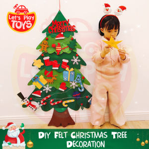 DIY Felt Christmas Tree with Lighting for Toddler Kids Wall Hanging Decorations