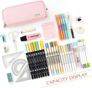 threetrees Large Capacity Pencil Case Japan Fasion 3 Compartments Pouch Pen Bag for School Teen Girl Boy Men